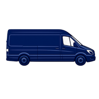 Blue delivery van icon representing free shipping