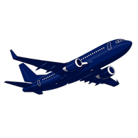 Blue airplane icon representing worldwide delivery