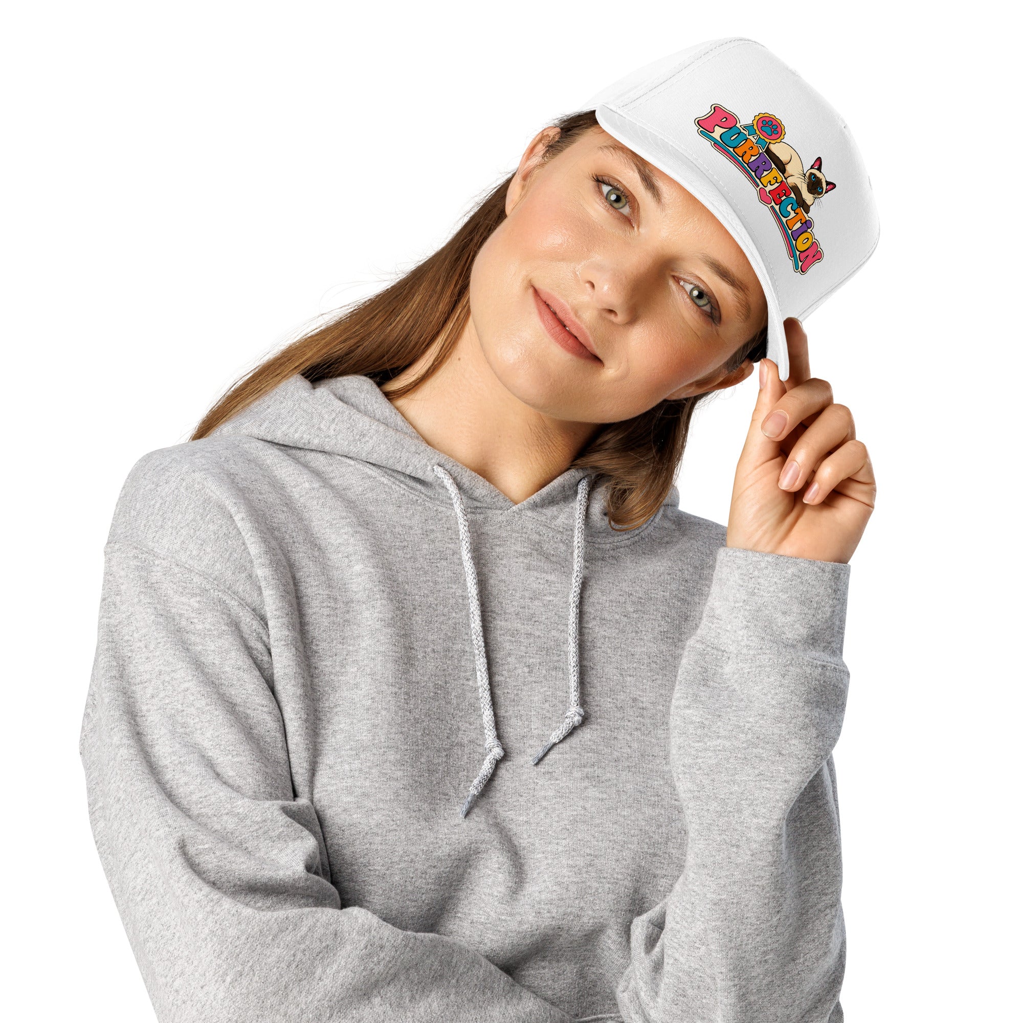 Retro Siamese Cat Purrfection | 5-Panel Mid-Profile Baseball Cap by printfluence.net