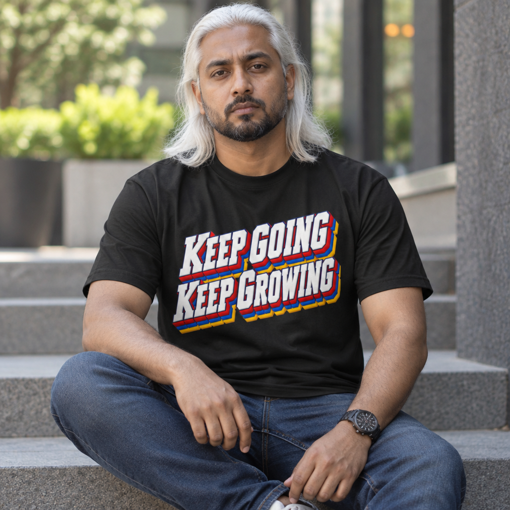 Inspirational Quotes Lovers | Unisex Active T-Shirt — KEEP GOING KEEP GROWING by printfluence