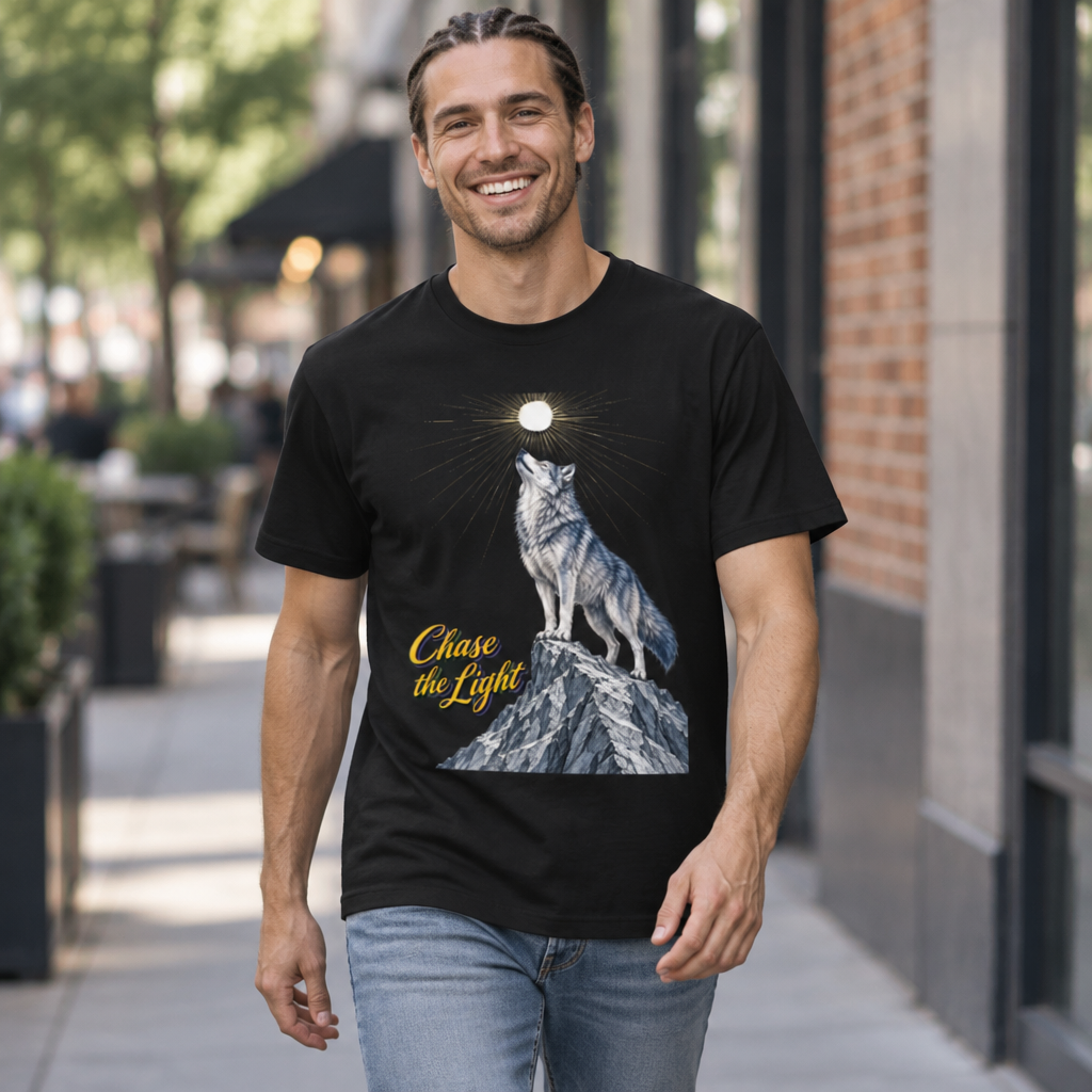 Inspirational Quotes Lovers | Unisex Max Heavyweight Short Sleeve — Chase the Light by printfluence