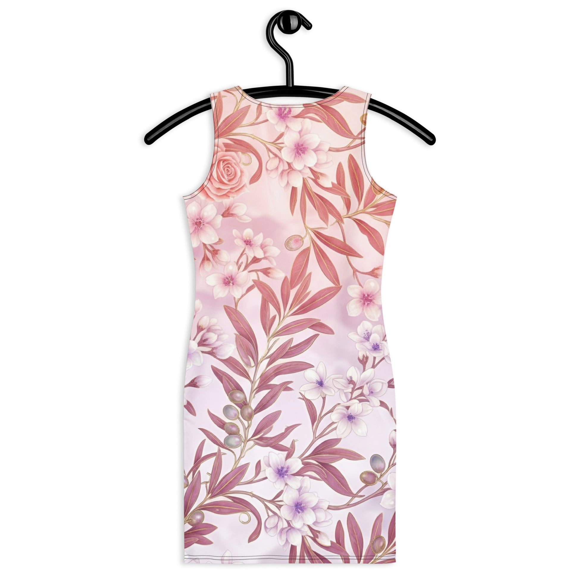 Bodycon dress - Blush Botanical Bodycon Dress – Romantic Pink Leaf Print Sleek Fit by printfluence.net
