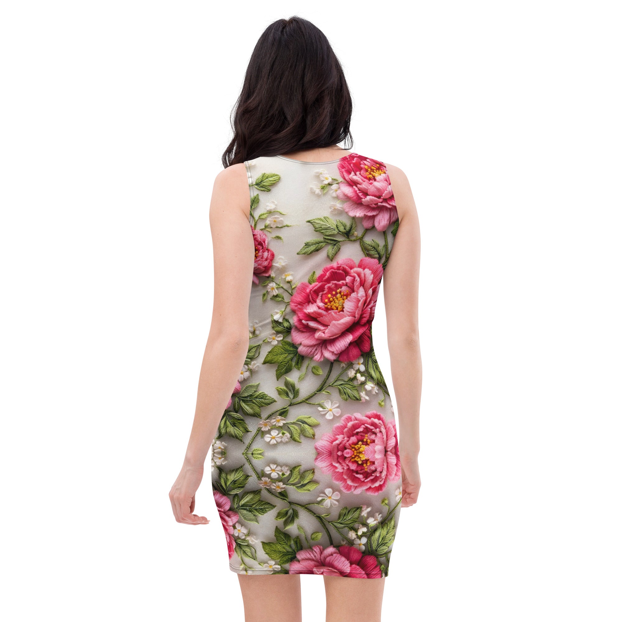 Bodycon dress - Geranium Bloom Bodycon Dress – Vibrant Floral Women's Fitted Style by printfluence.net