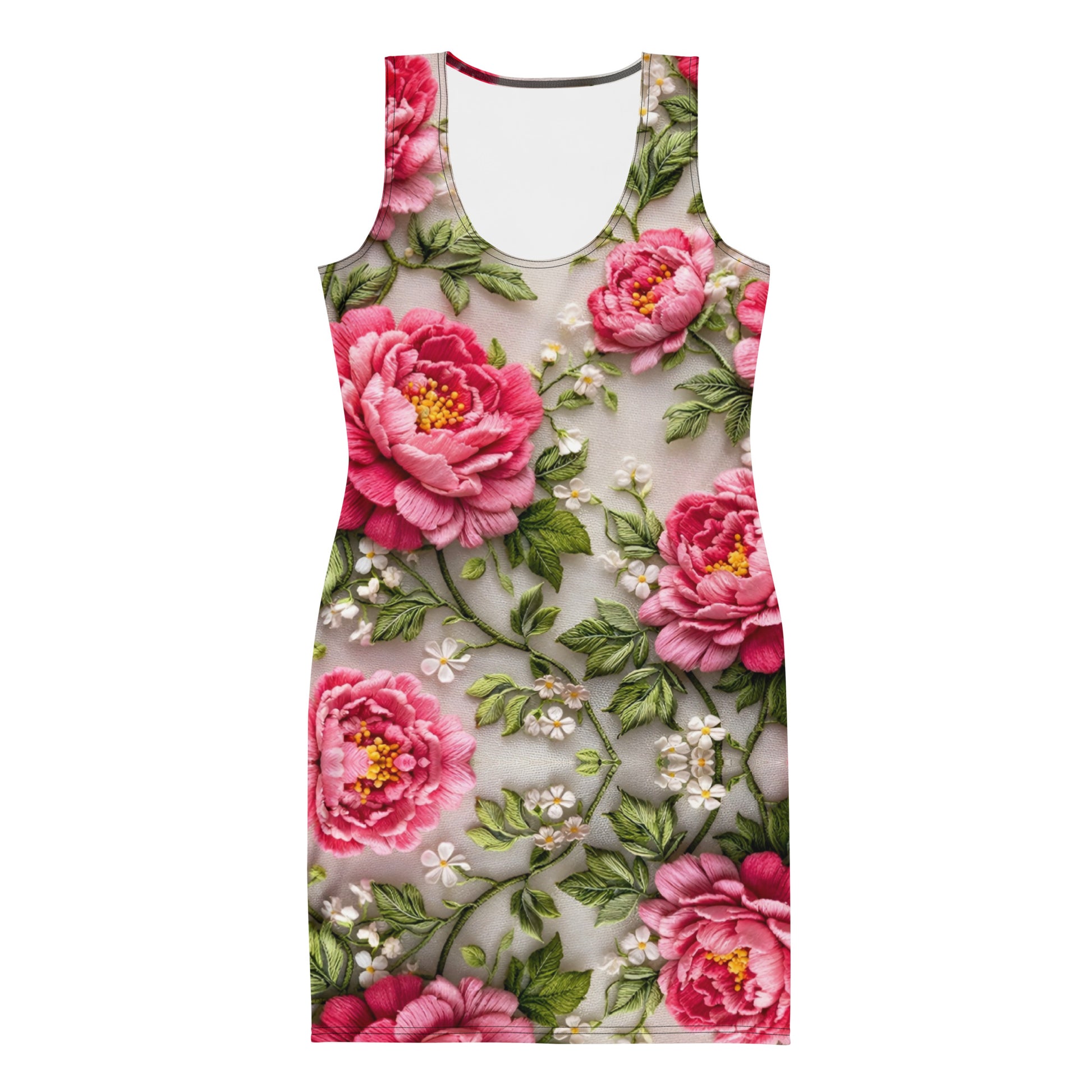 Bodycon dress - Geranium Bloom Bodycon Dress – Vibrant Floral Women's Fitted Style by printfluence.net