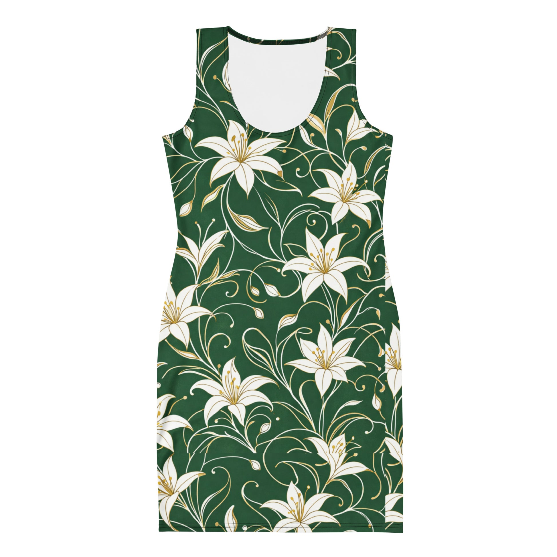 Bodycon dress - Lily Elegance T-Shirt – Unisex Green Gold Floral Heavyweight Tee by printfluence.net