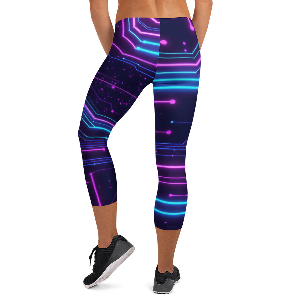 Capri Leggings - Neon Edge Capri Leggings – Cyber Power for Elite Visionaries by printfluence.net