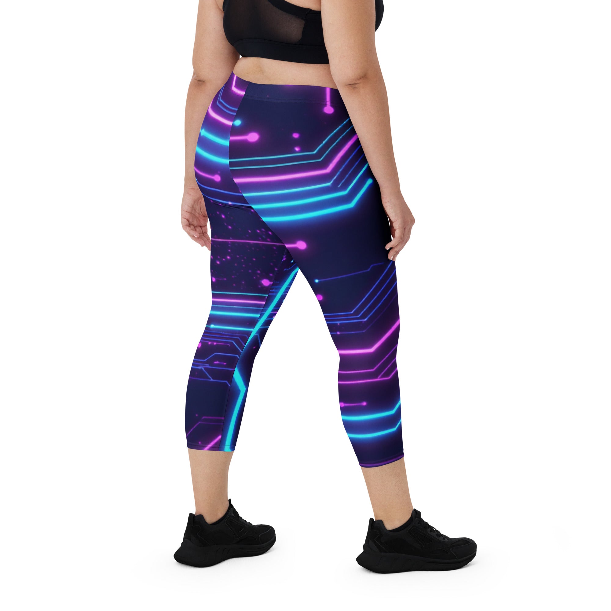 Capri Leggings - Neon Edge Capri Leggings – Cyber Power for Elite Visionaries by printfluence.net