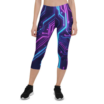 Capri Leggings - Neon Edge Capri Leggings – Cyber Power for Elite Visionaries by printfluence.net