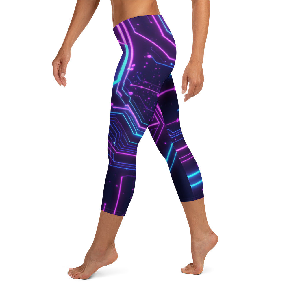 Capri Leggings - Neon Edge Capri Leggings – Cyber Power for Elite Visionaries by printfluence.net
