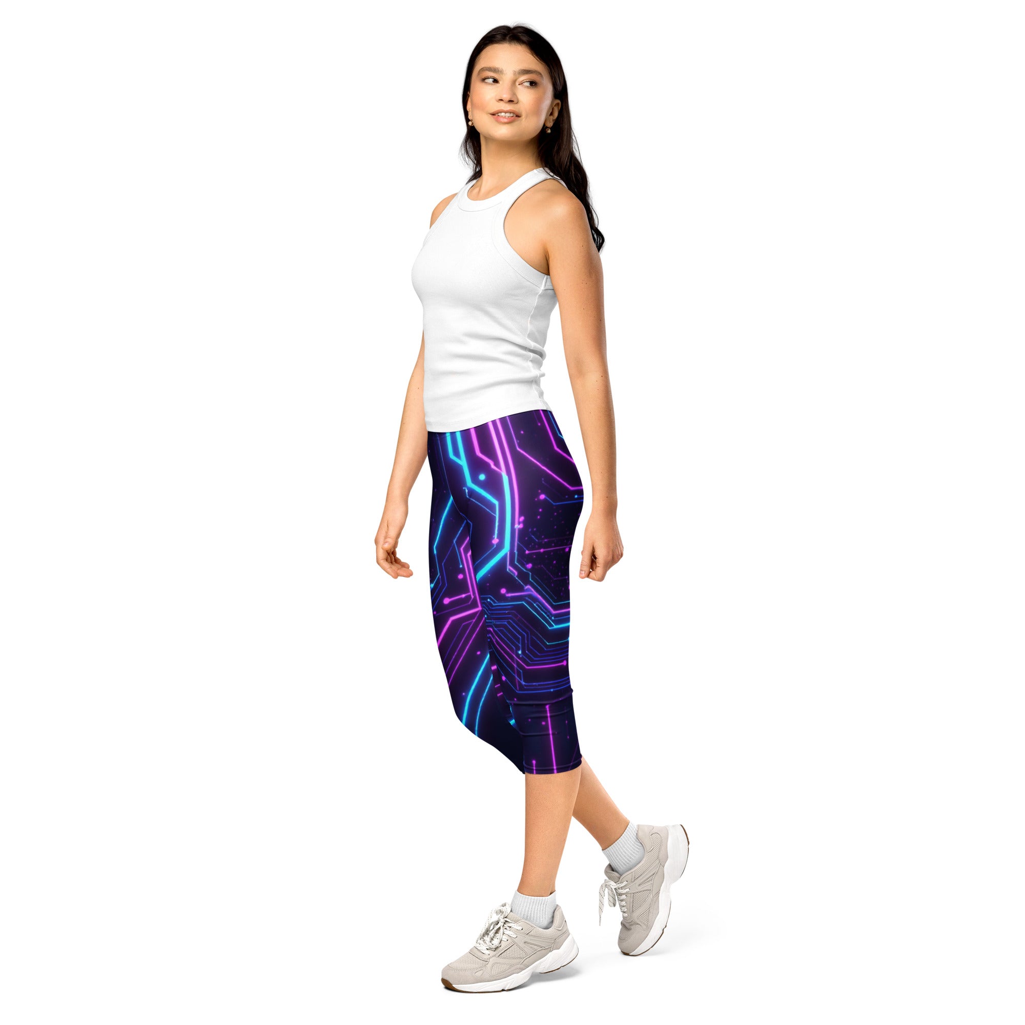 Capri Leggings - Neon Edge Capri Leggings – Cyber Power for Elite Visionaries by printfluence.net