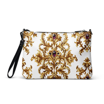 Crossbody bag - Purple Ruby Gem Crossbody Bag – Glam Golden Ornate Jewelry Fashion Tote by printfluence.net