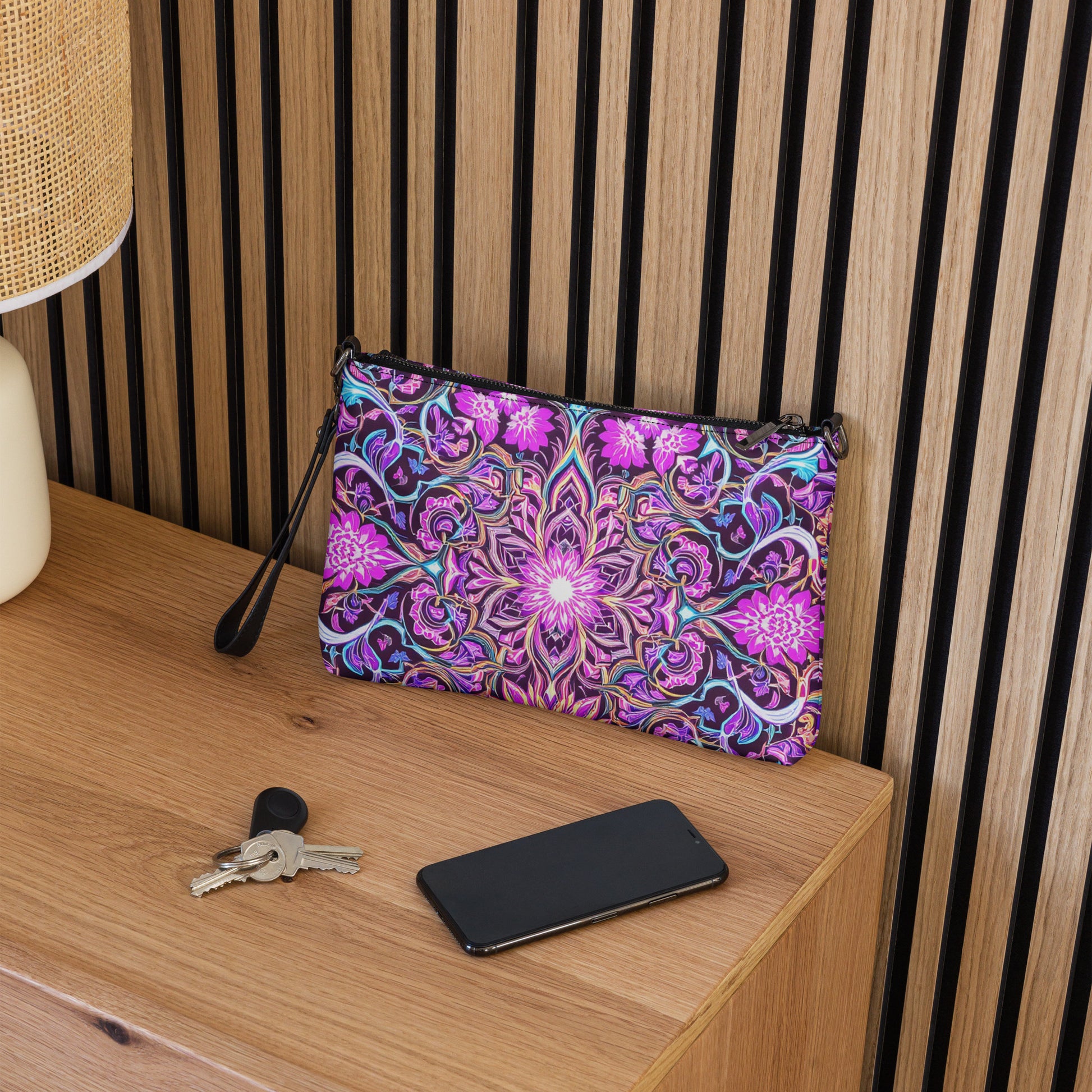 Crossbody bag - Purple Neon Crossbody Bag – Prestige Glow for Elite Visionaries by printfluence.net