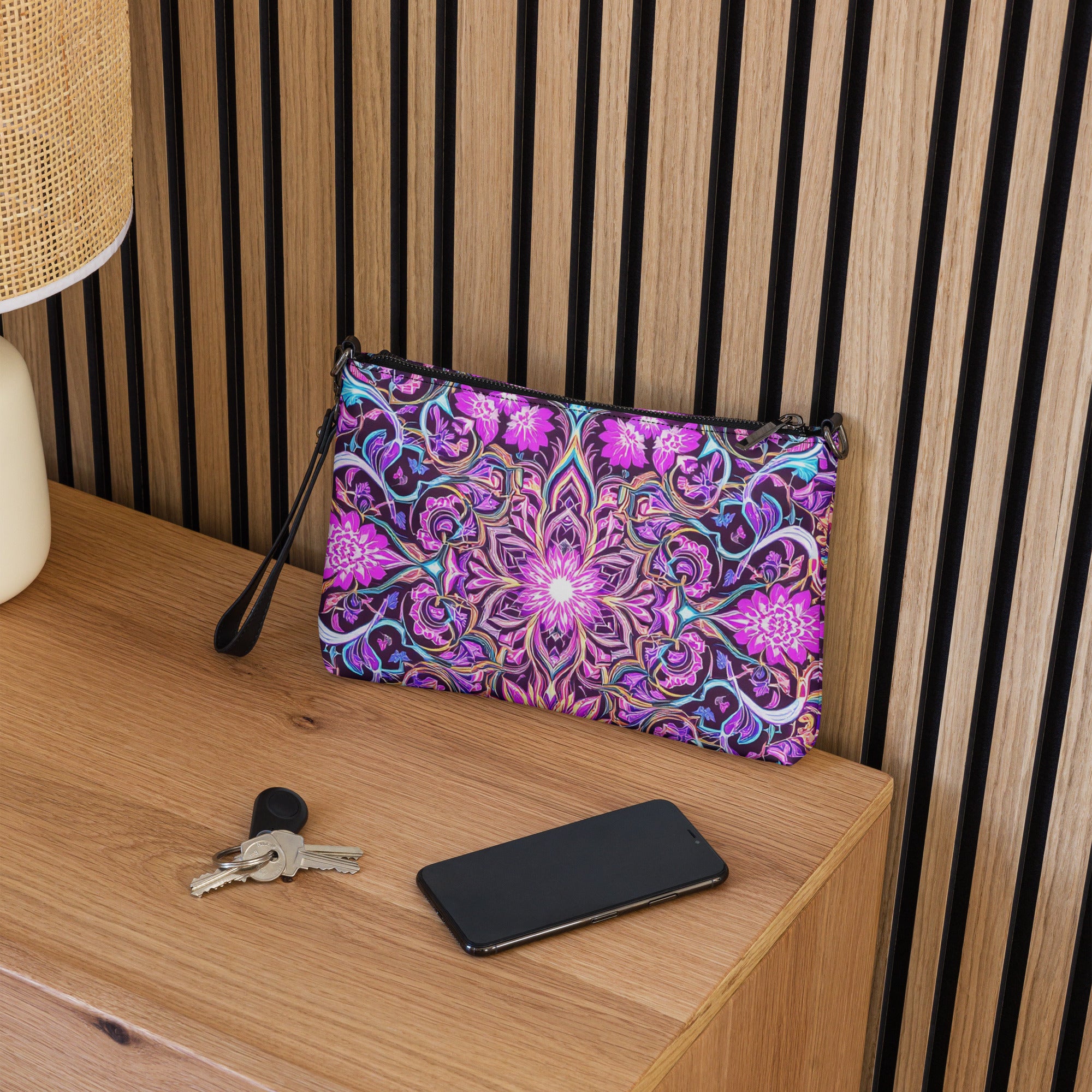 Crossbody bag - Purple Neon Crossbody Bag – Prestige Glow for Elite Visionaries by printfluence.net
