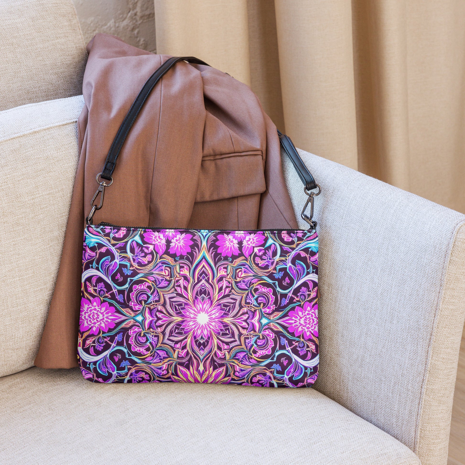 Crossbody bag - Purple Neon Crossbody Bag – Prestige Glow for Elite Visionaries by printfluence.net