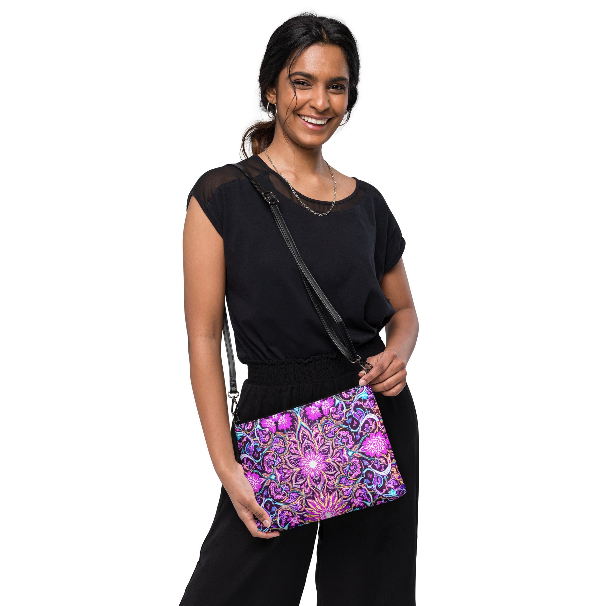 Crossbody bag - Purple Neon Crossbody Bag – Prestige Glow for Elite Visionaries by printfluence.net