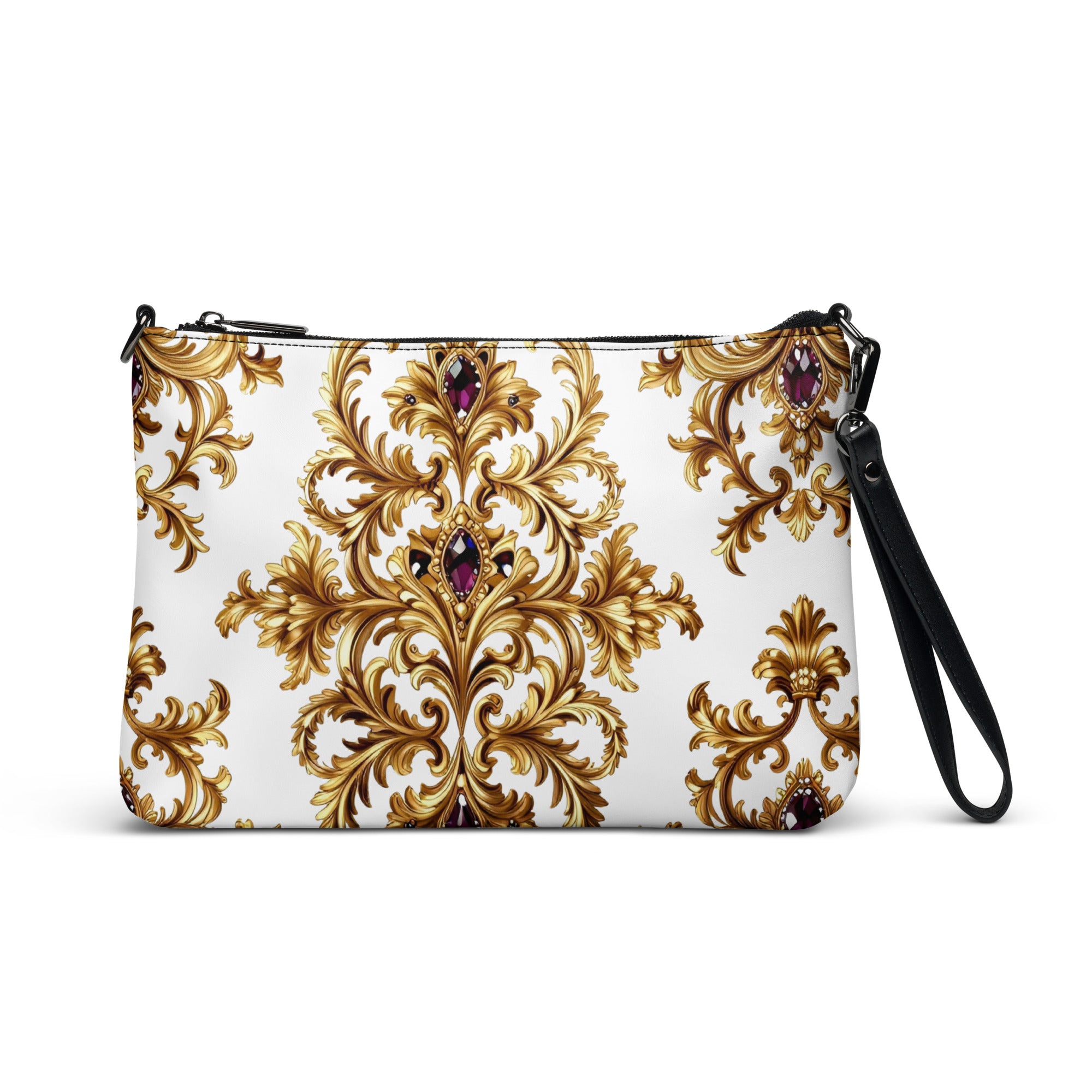 Crossbody bag - Purple Ruby Gem Crossbody Bag – Glam Golden Ornate Jewelry Fashion Tote by printfluence.net