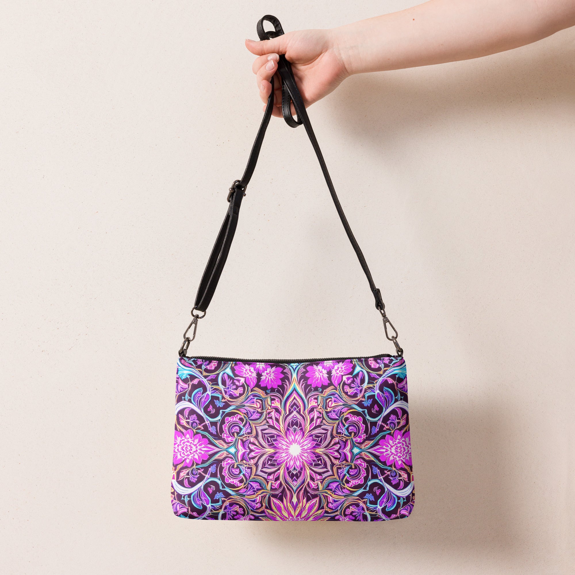 Crossbody bag - Purple Neon Crossbody Bag – Prestige Glow for Elite Visionaries by printfluence.net