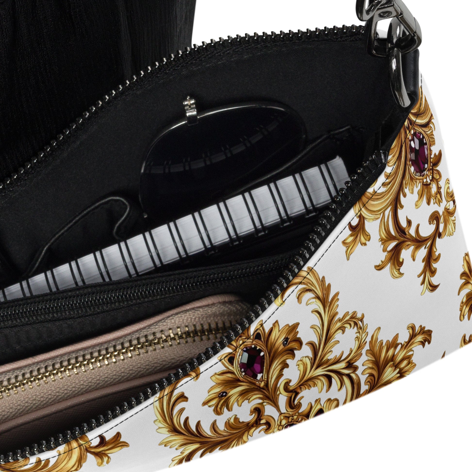 Crossbody bag - Purple Ruby Gem Crossbody Bag – Glam Golden Ornate Jewelry Fashion Tote by printfluence.net