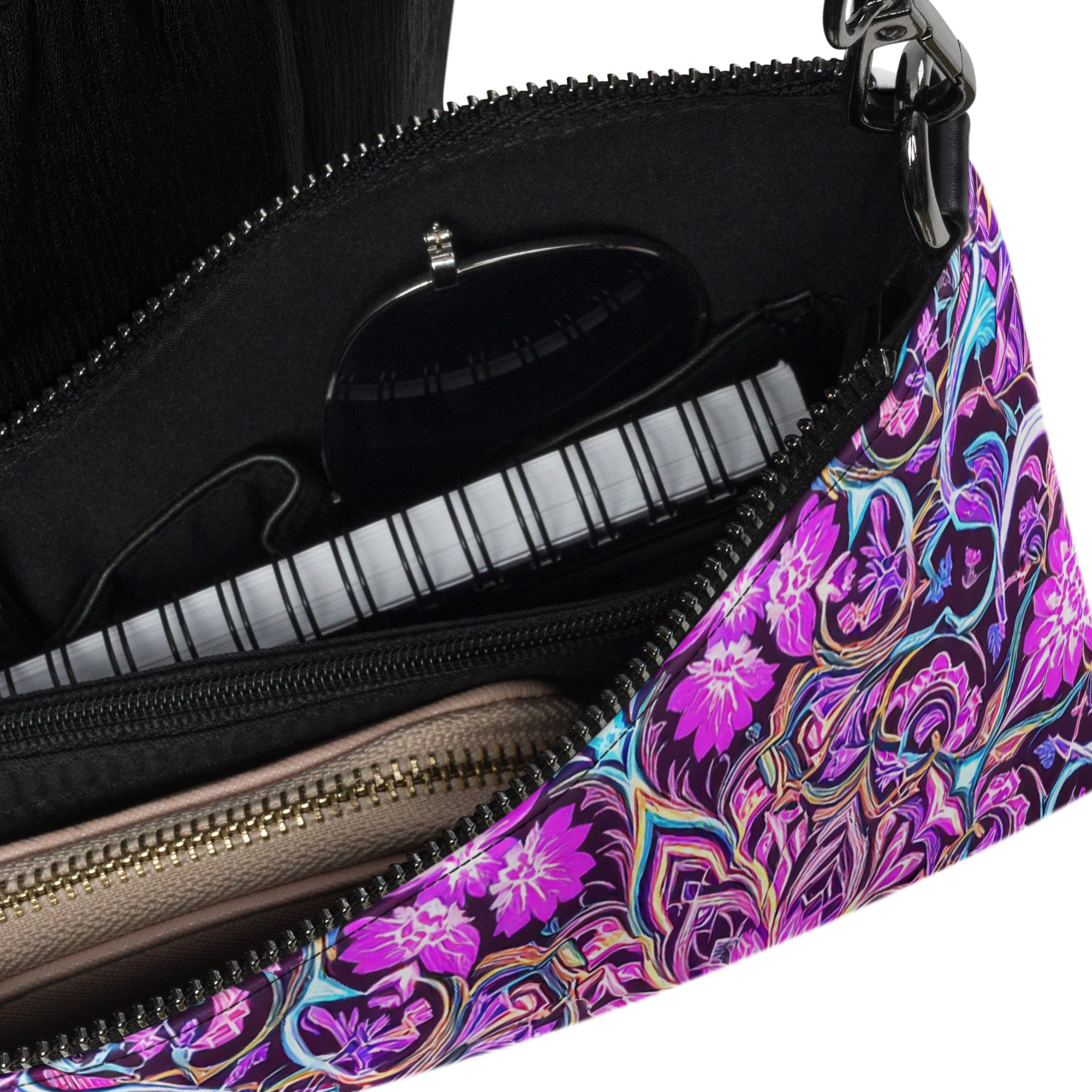 Crossbody bag - Purple Neon Crossbody Bag – Prestige Glow for Elite Visionaries by printfluence.net