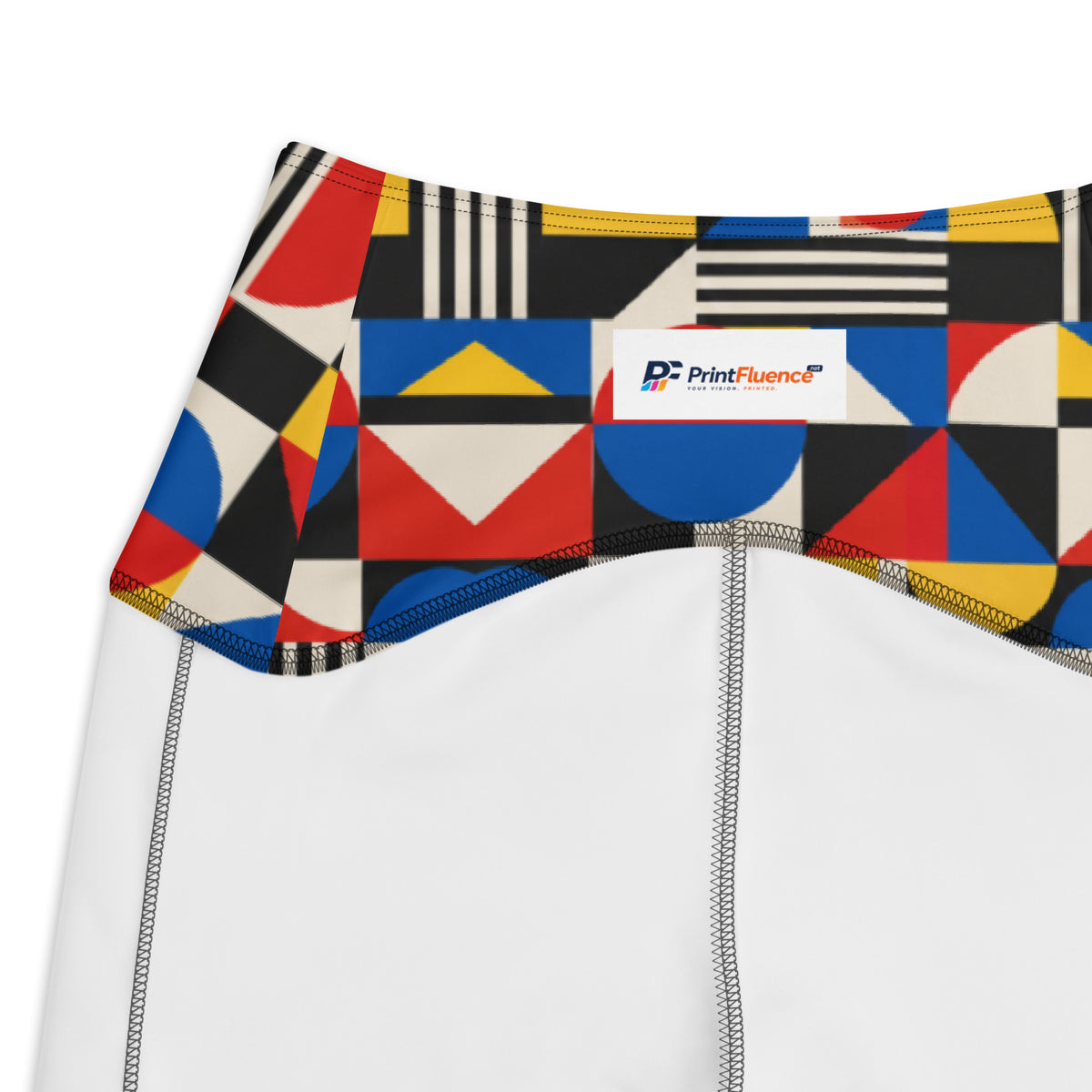 Heritage Bloom Lovers | All-Over Print Crossover Leggings with Pockets — Bauhaus Geometric Abstract Art Pattern by printfluence