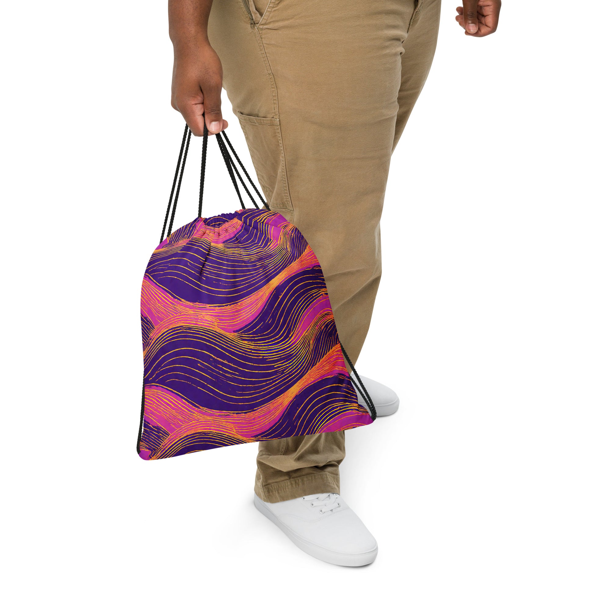 Drawstring bag - Neon Wave Majesty Drawstring Bag – For Bold Elite Achievers by printfluence.net