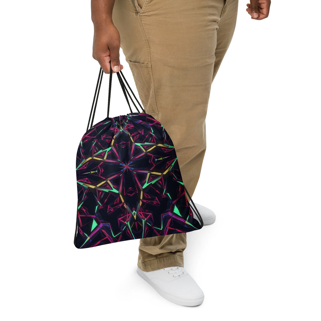 Drawstring bag - Neon Eclipse Drawstring Bag – Elite Edge for Visionary Leaders by printfluence.net