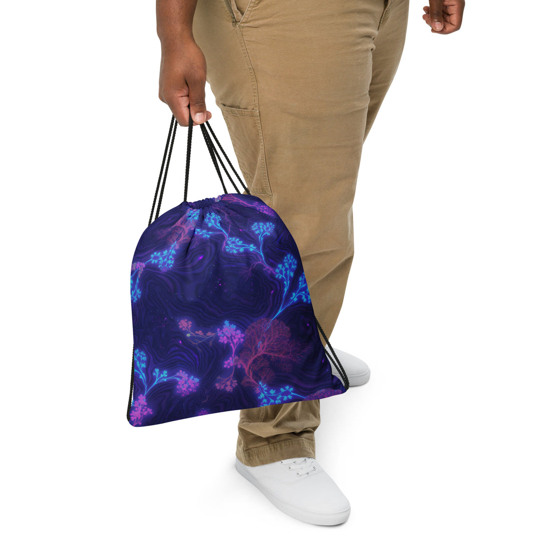 Drawstring bag - Cosmic Neon Drawstring Bag – Elite Galaxy for Visionary Achievers by printfluence.net