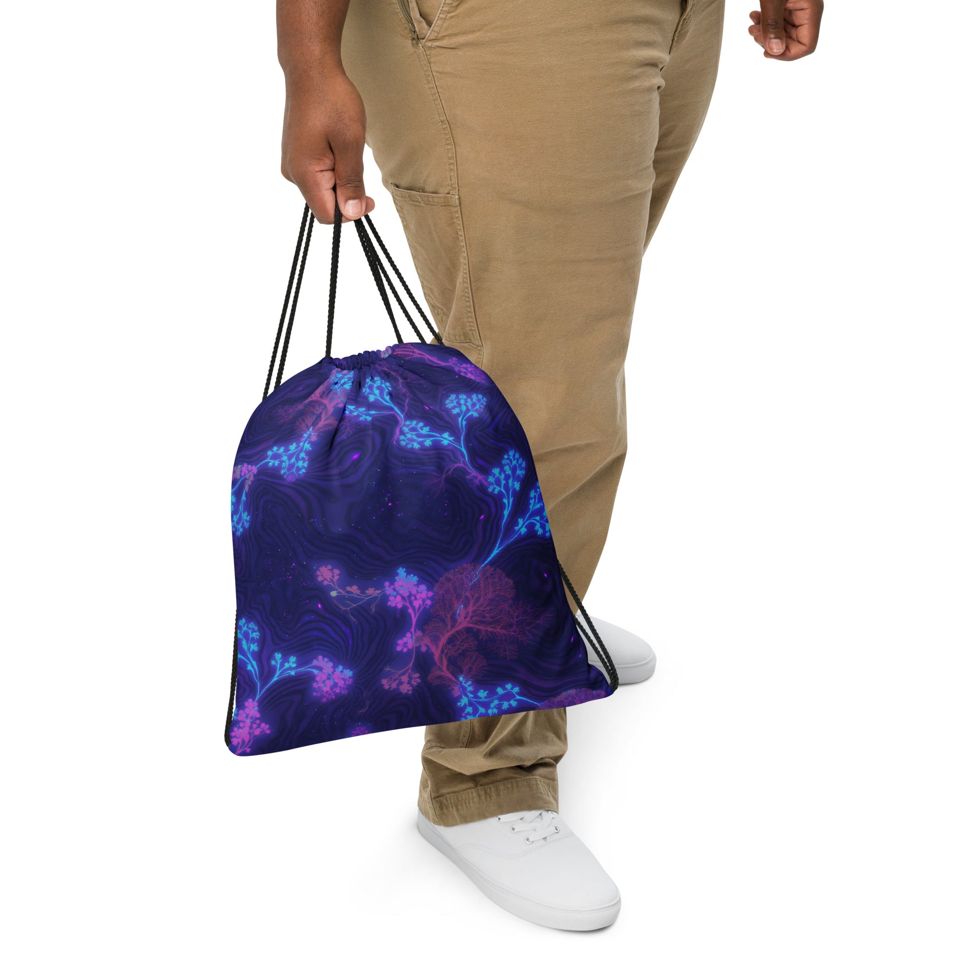 Drawstring bag - Cosmic Neon Drawstring Bag – Elite Galaxy for Visionary Achievers by printfluence.net