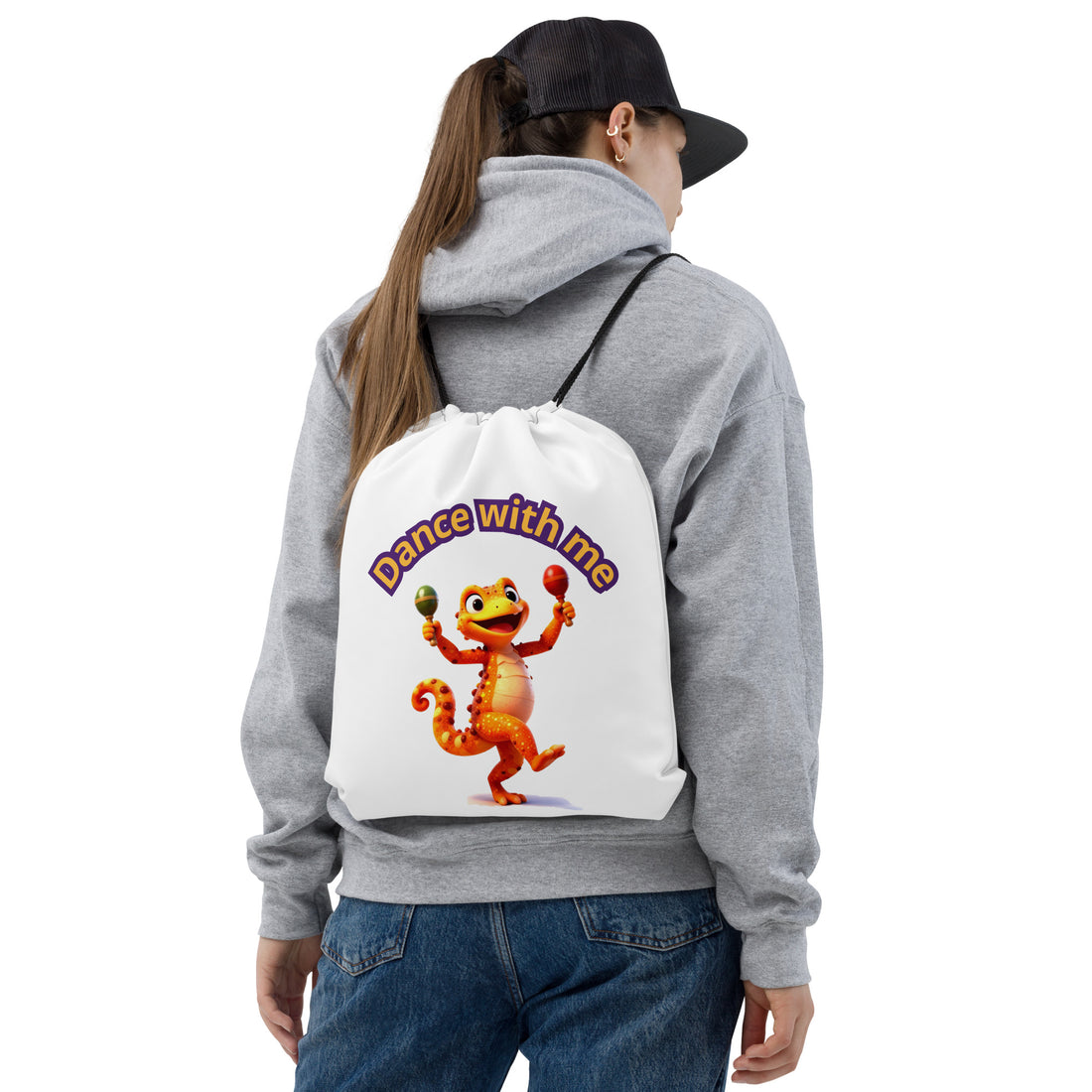 Drawstring bag - Elite Dancing Lizard Drawstring Bag – Joy for Young Leaders by printfluence.net