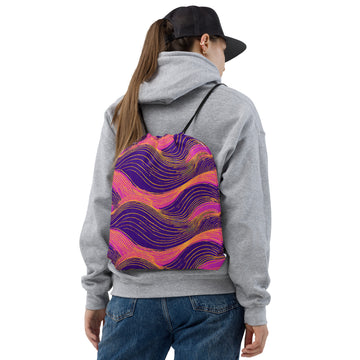 Drawstring bag - Neon Wave Majesty Drawstring Bag – For Bold Elite Achievers by printfluence.net