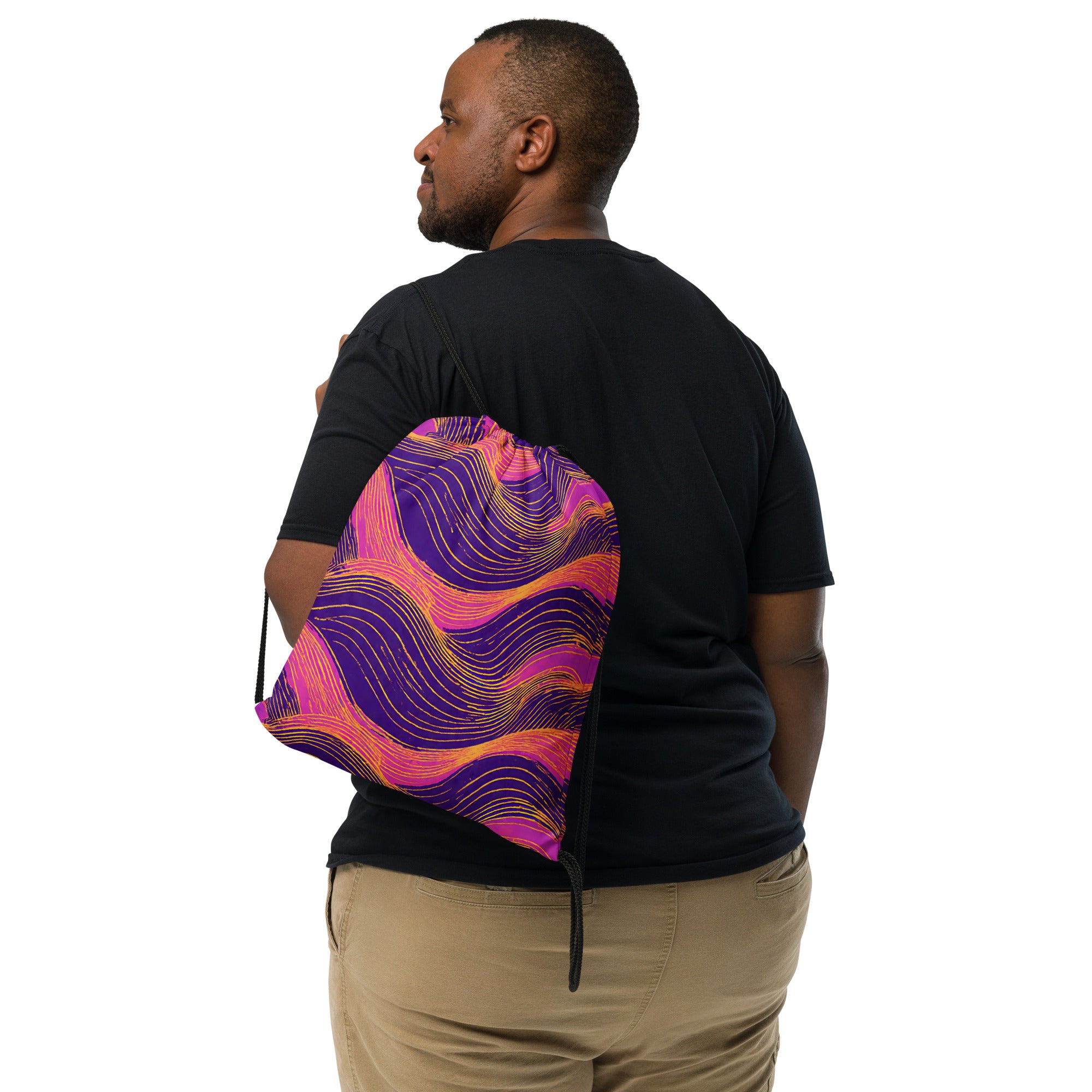 Drawstring bag - Neon Wave Majesty Drawstring Bag – For Bold Elite Achievers by printfluence.net