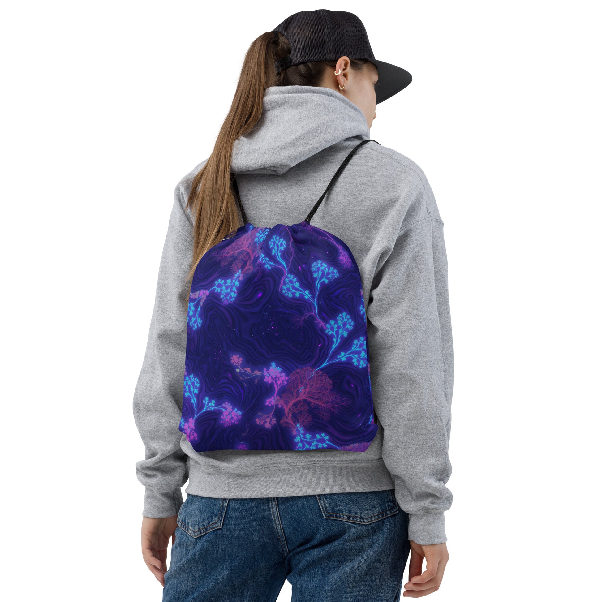Drawstring bag - Cosmic Neon Drawstring Bag – Elite Galaxy for Visionary Achievers by printfluence.net