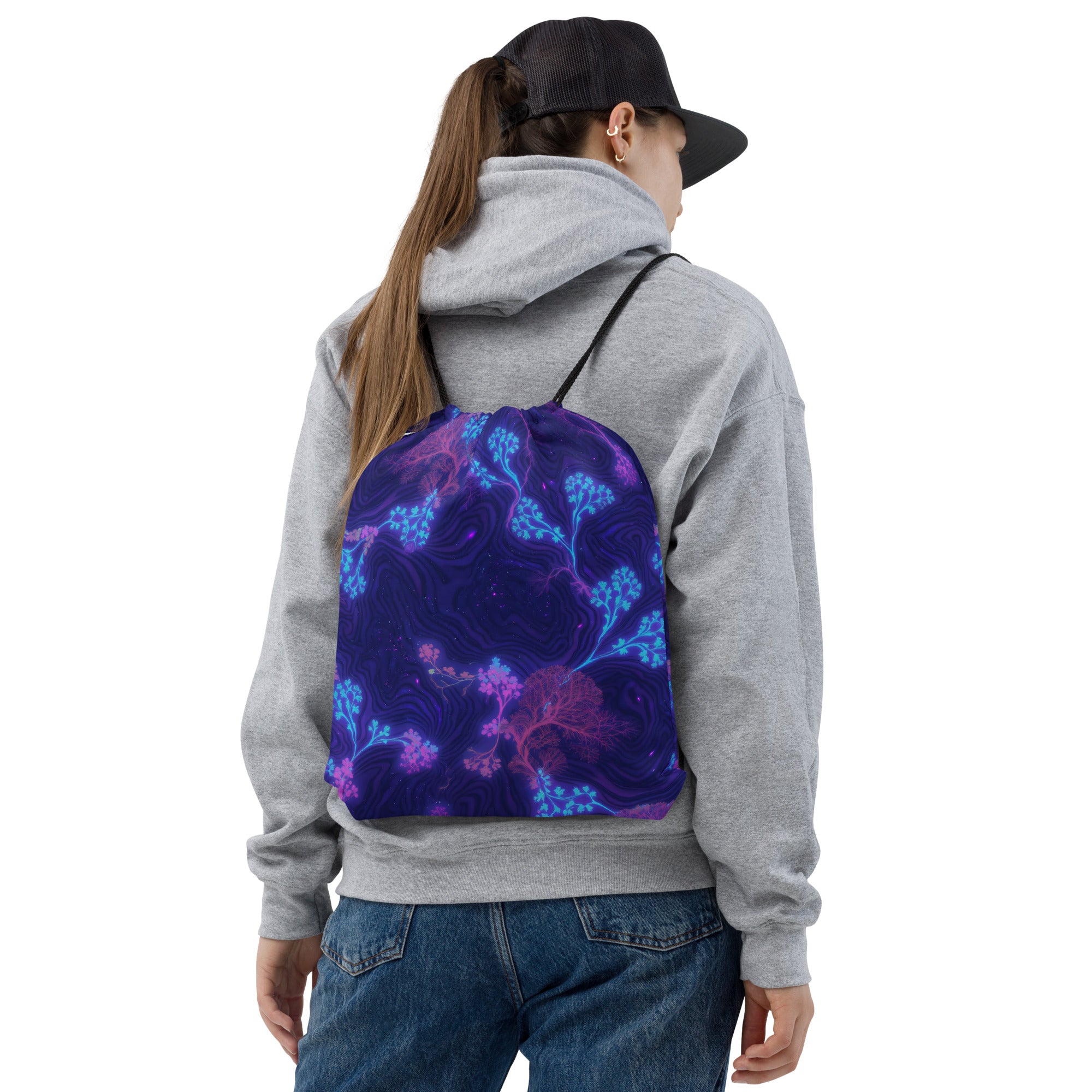 Drawstring bag - Cosmic Neon Drawstring Bag – Elite Galaxy for Visionary Achievers by printfluence.net