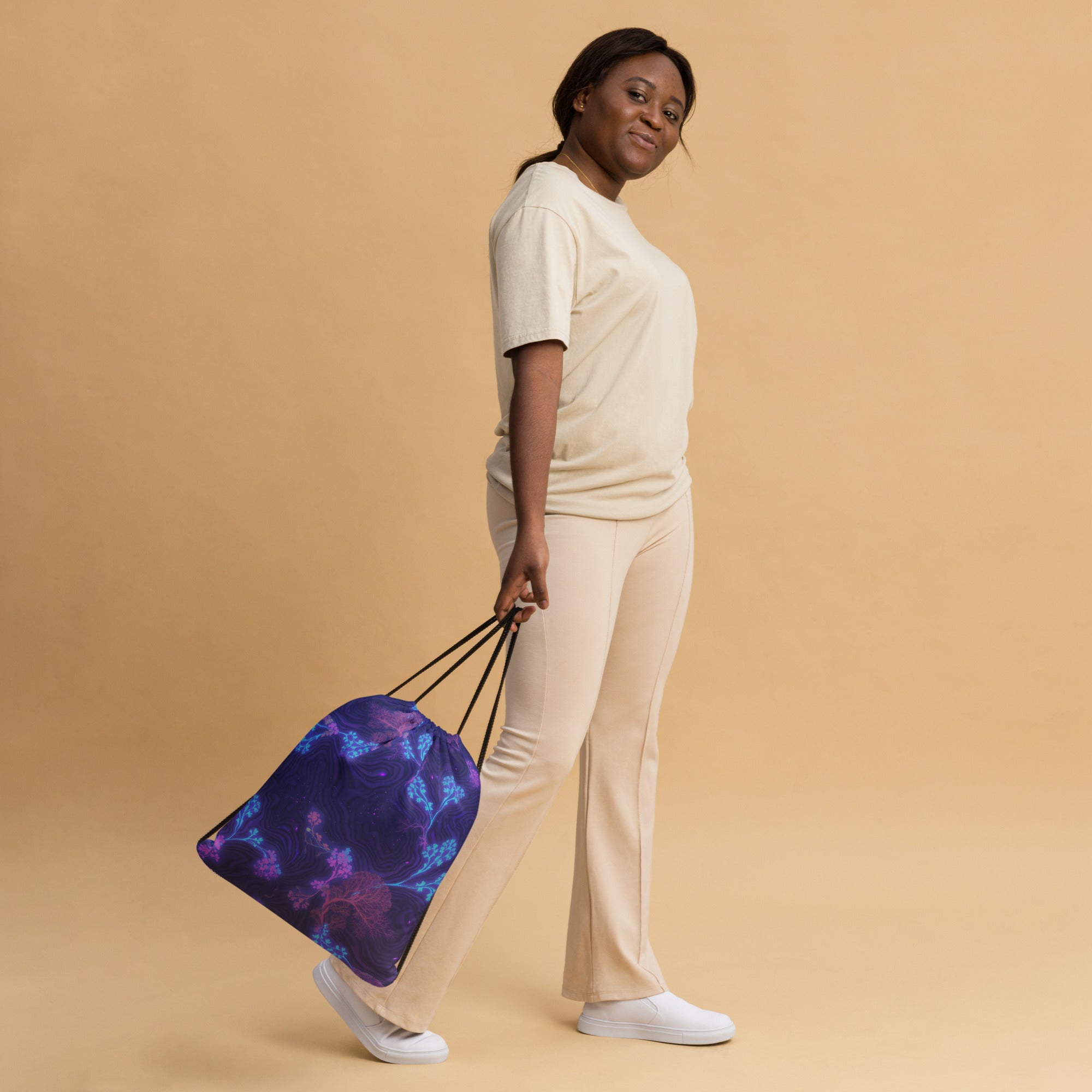 Drawstring bag - Cosmic Neon Drawstring Bag – Elite Galaxy for Visionary Achievers by printfluence.net