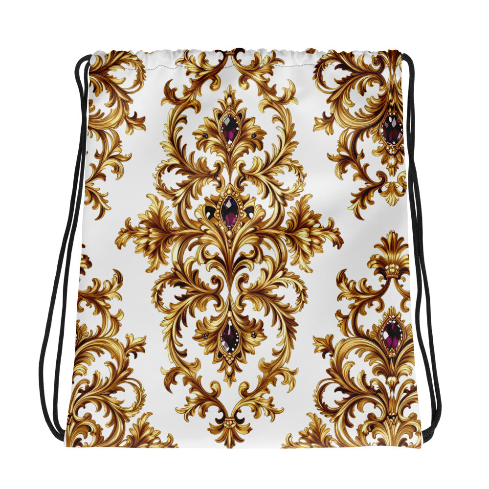 Drawstring bag - Sapphire Gold Filigree Drawstring Bag – For Elite Achievers Worldwide by printfluence.net