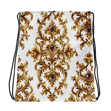 Drawstring bag - Sapphire Gold Filigree Drawstring Bag – For Elite Achievers Worldwide by printfluence.net