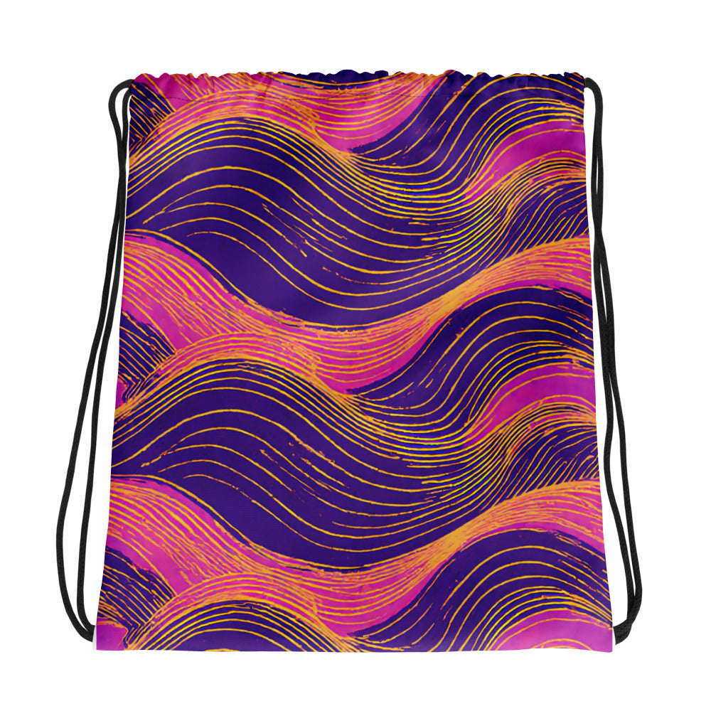 Drawstring bag - Neon Wave Majesty Drawstring Bag – For Bold Elite Achievers by printfluence.net