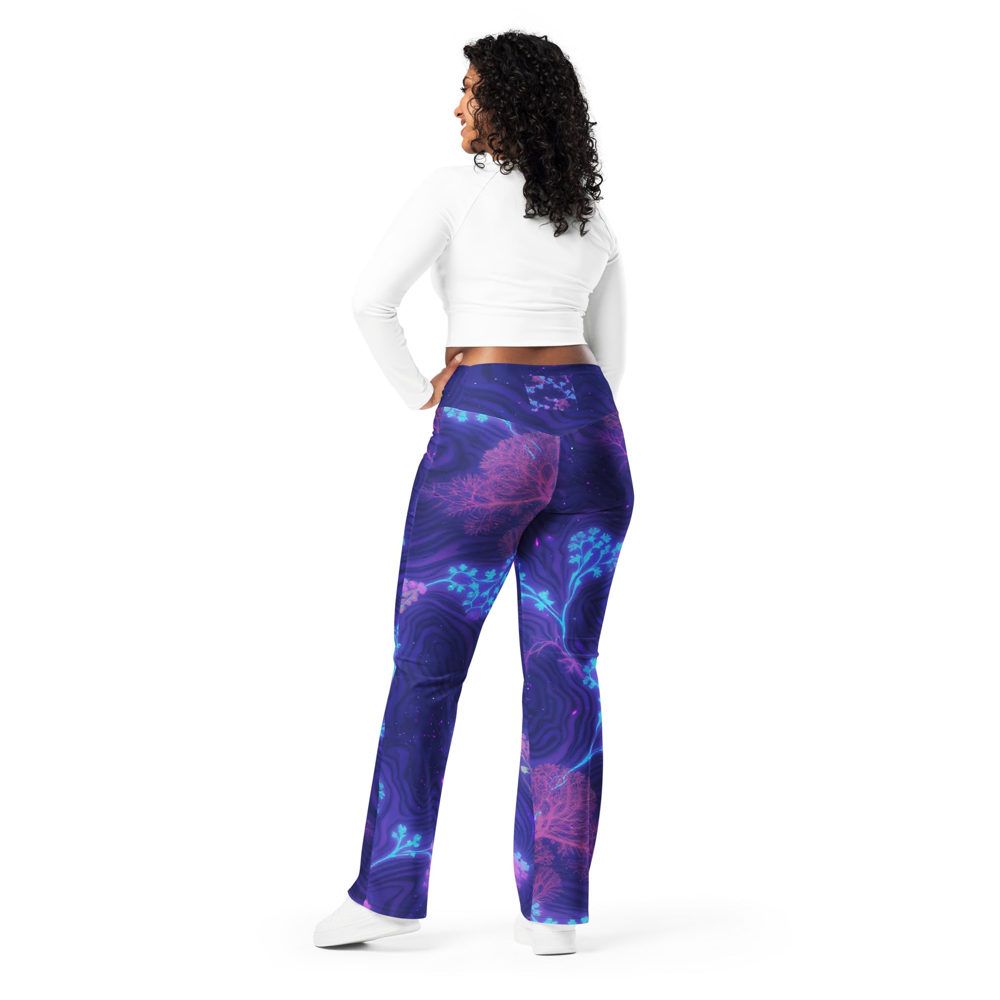 Flare leggings - Cosmic Neon Flare Leggings – Elite Galaxy for Visionary Achievers by printfluence.net