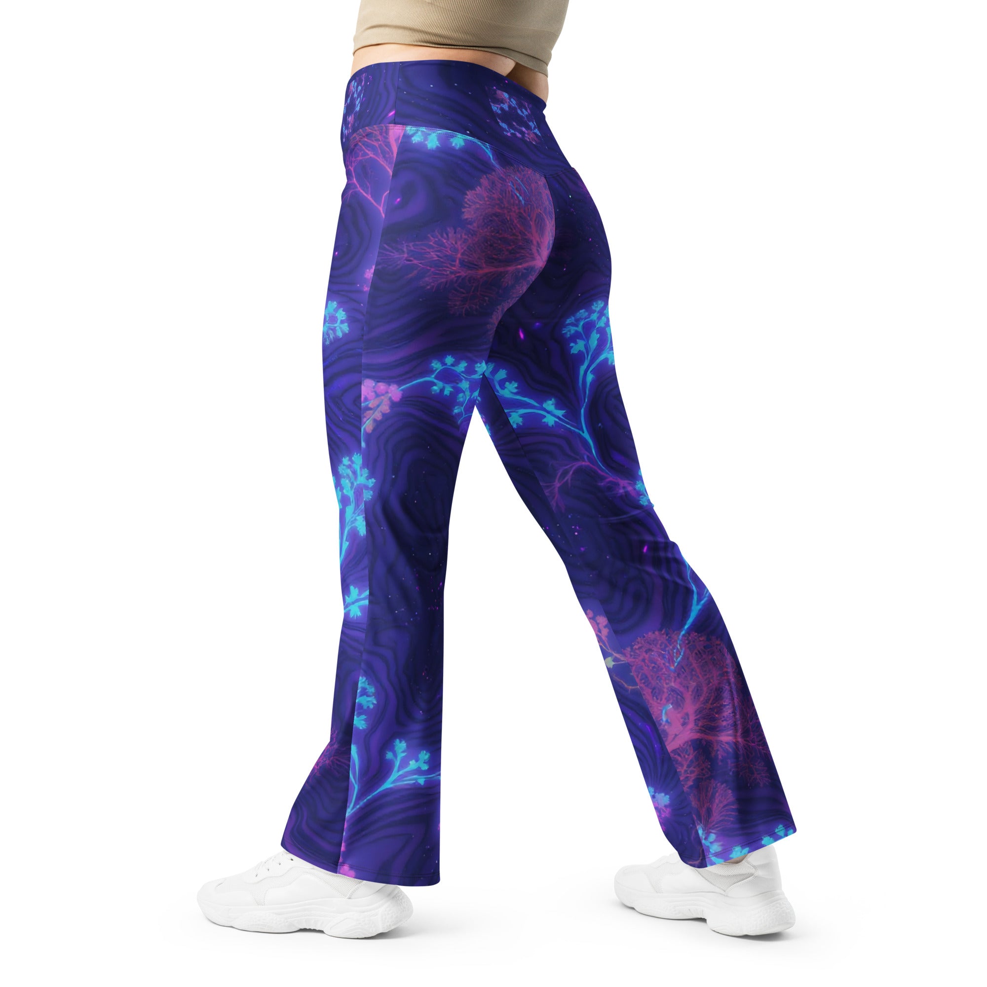 Flare leggings - Cosmic Neon Flare Leggings – Elite Galaxy for Visionary Achievers by printfluence.net