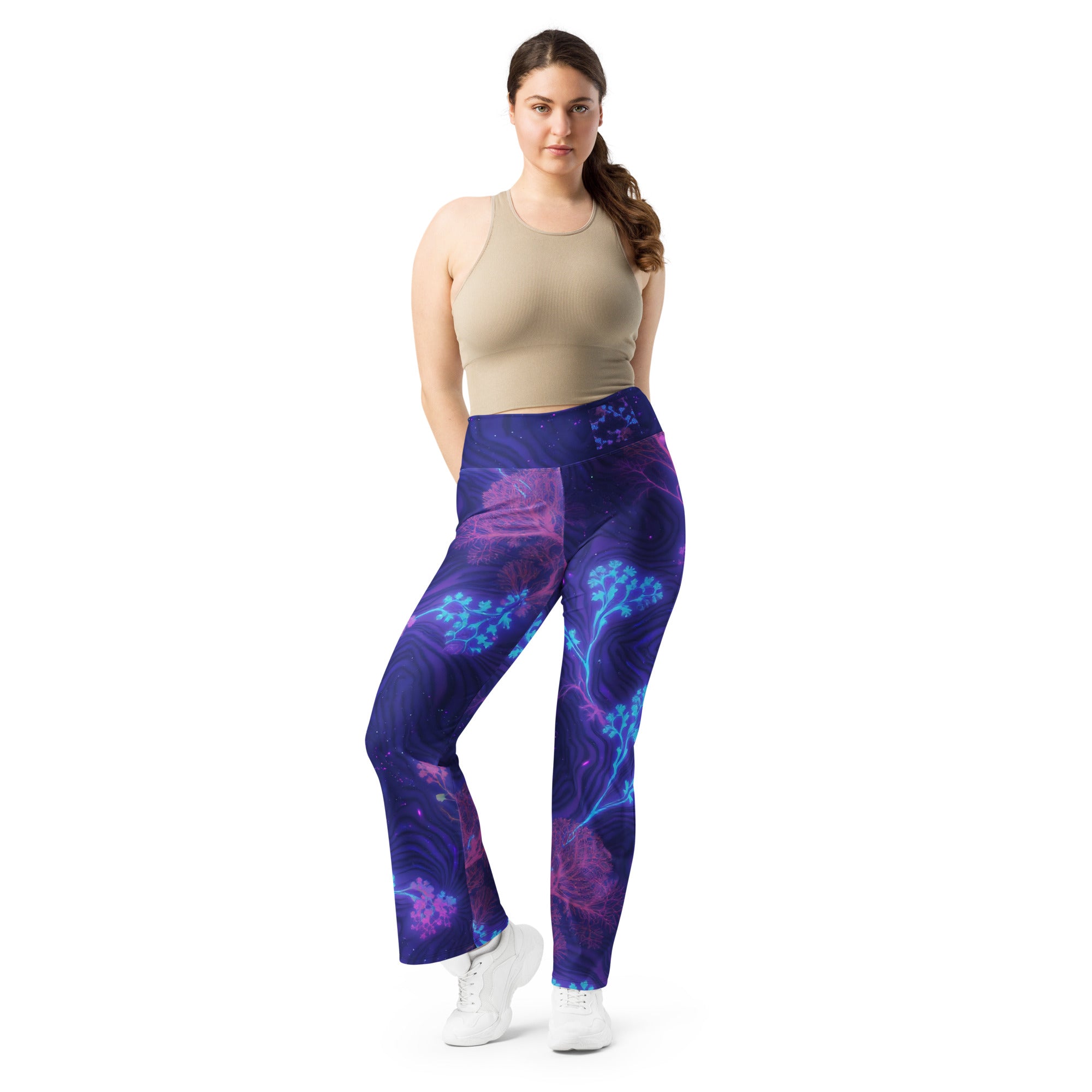 Flare leggings - Cosmic Neon Flare Leggings – Elite Galaxy for Visionary Achievers by printfluence.net