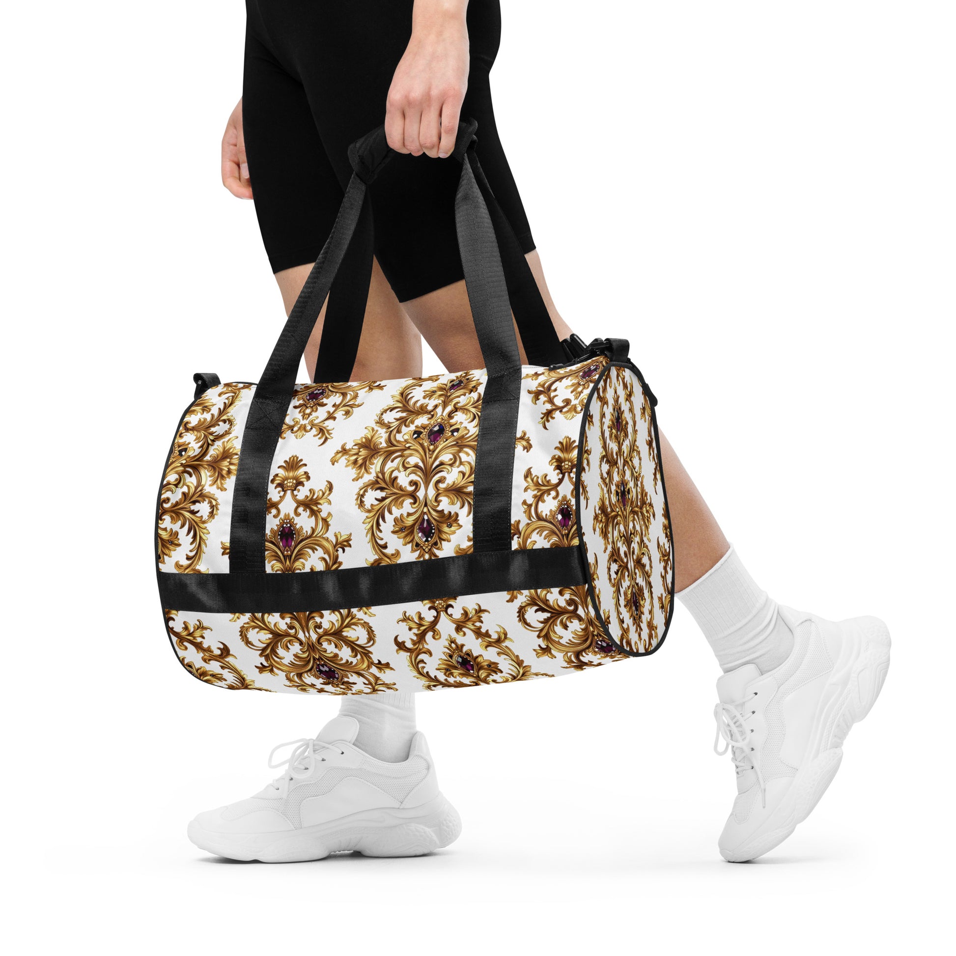 All-over print gym bag - Amethyst Gold Majesty All-Over Gym Bag – For Elite World-Class Achievers by printfluence.net
