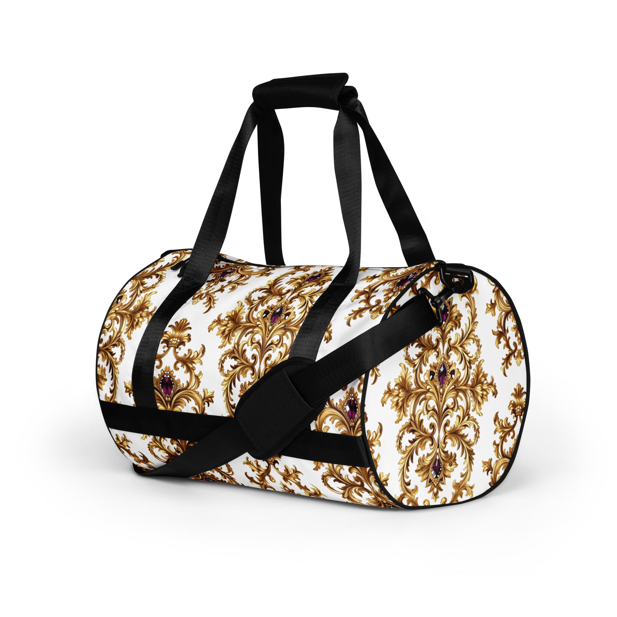 All-over print gym bag - Amethyst Gold Majesty All-Over Gym Bag – For Elite World-Class Achievers by printfluence.net