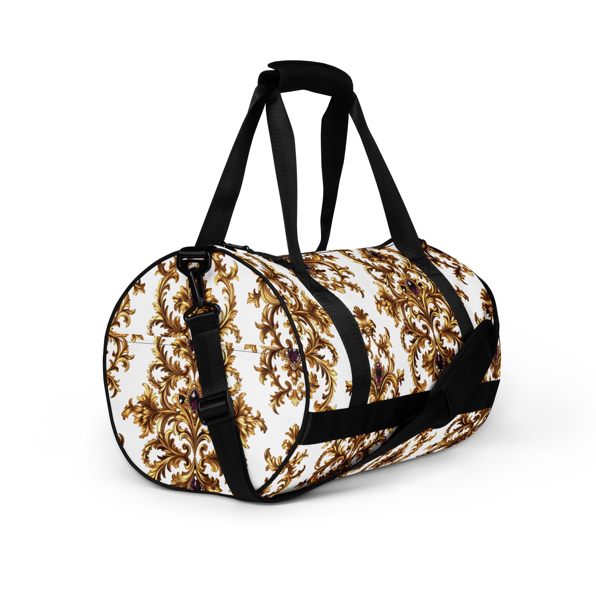 All-over print gym bag - Amethyst Gold Majesty All-Over Gym Bag – For Elite World-Class Achievers by printfluence.net