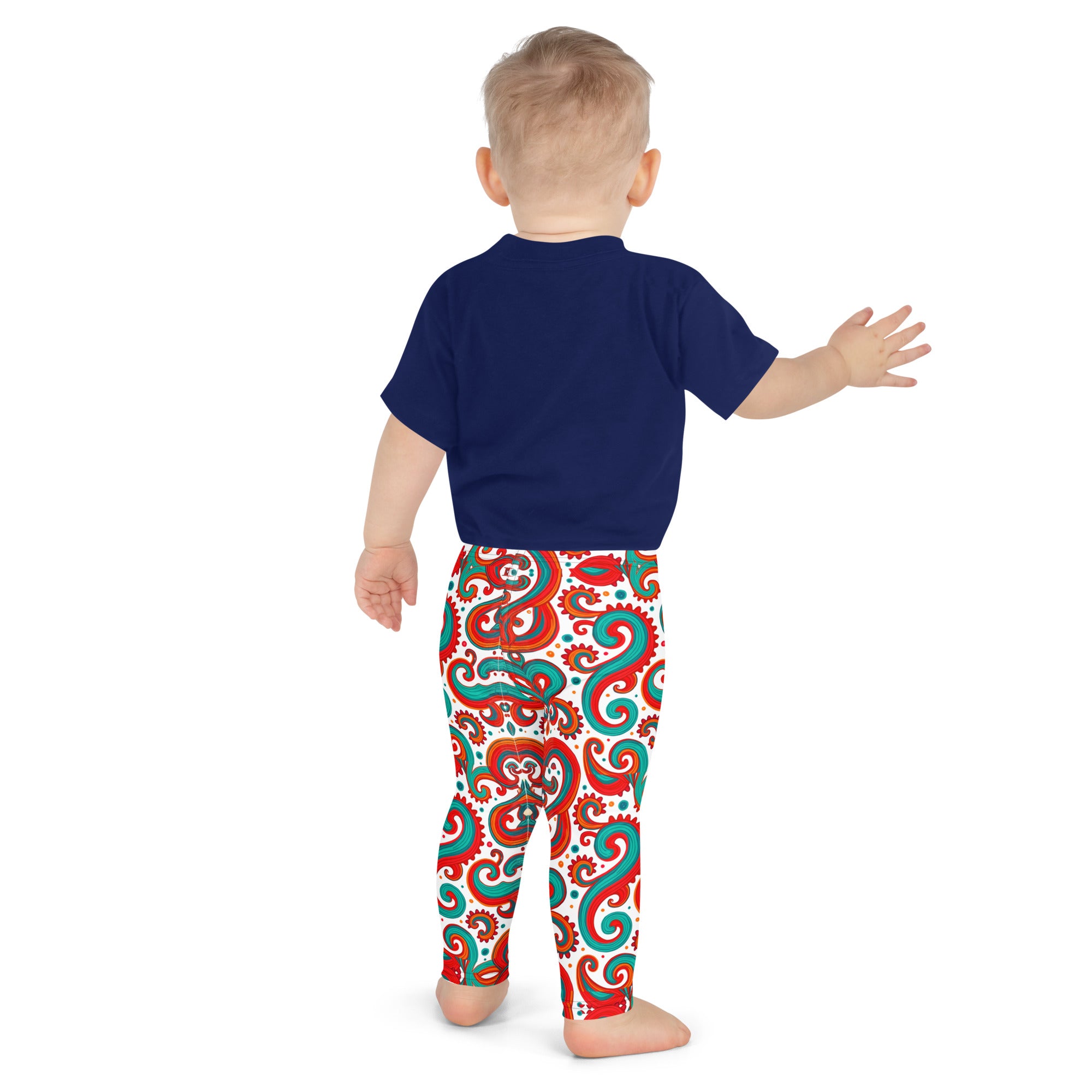 Kid's Leggings - Whimsical Kids Green Red Leggings – Fun Monster Adventure by printfluence.net