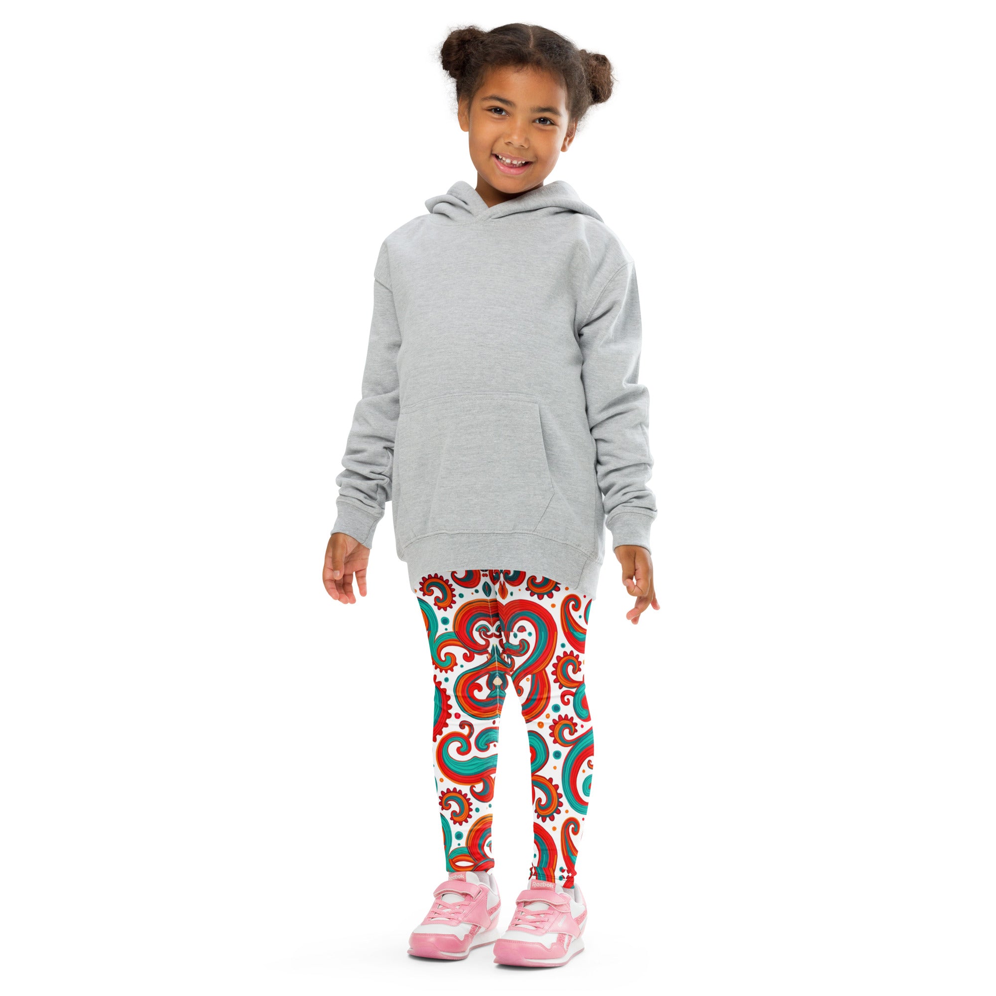 Kid's Leggings - Whimsical Kids Green Red Leggings – Fun Monster Adventure by printfluence.net