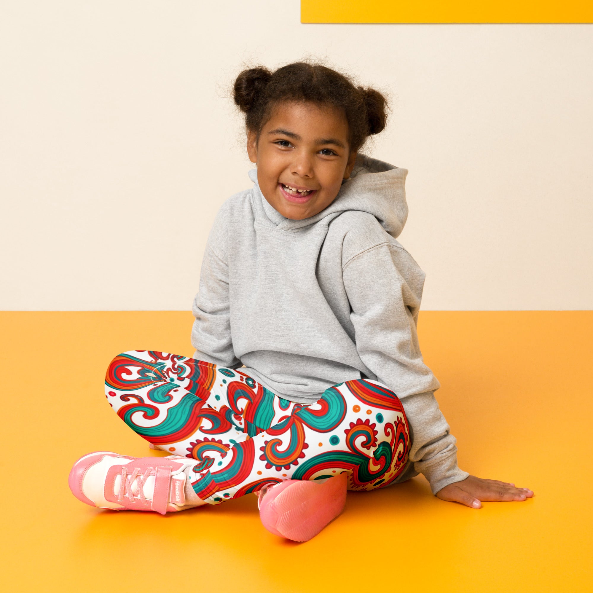 Kid's Leggings - Whimsical Kids Green Red Leggings – Fun Monster Adventure by printfluence.net