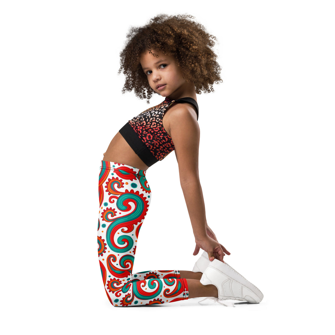 Kid's Leggings - Whimsical Kids Green Red Leggings – Fun Monster Adventure by printfluence.net