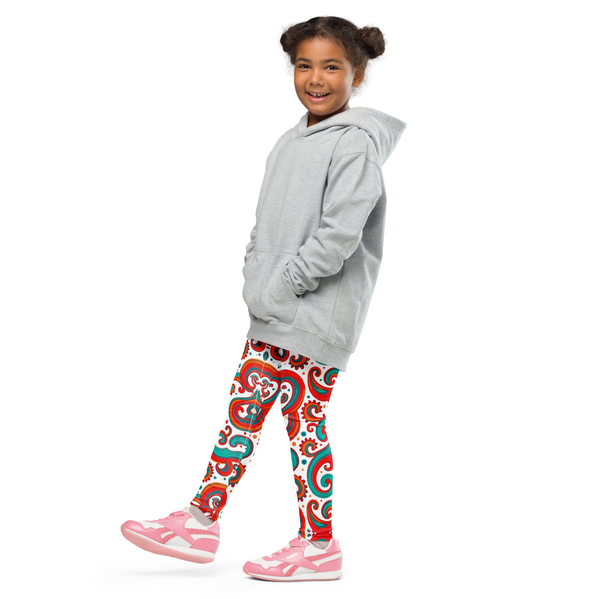 Kid's Leggings - Whimsical Kids Green Red Leggings – Fun Monster Adventure by printfluence.net