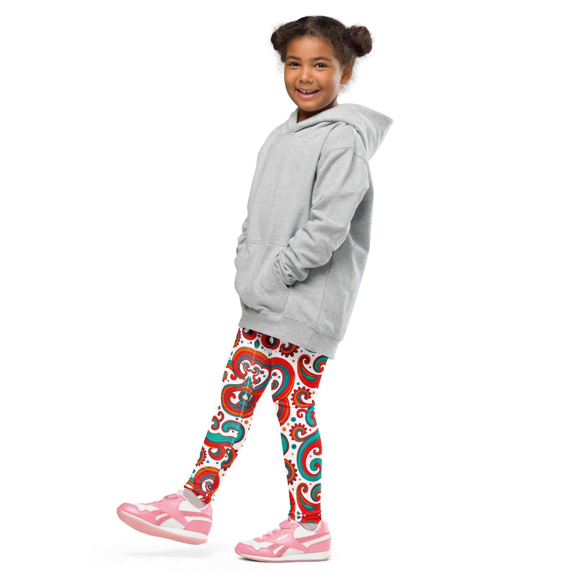 Kid's Leggings - Whimsical Kids Green Red Leggings – Fun Monster Adventure by printfluence.net