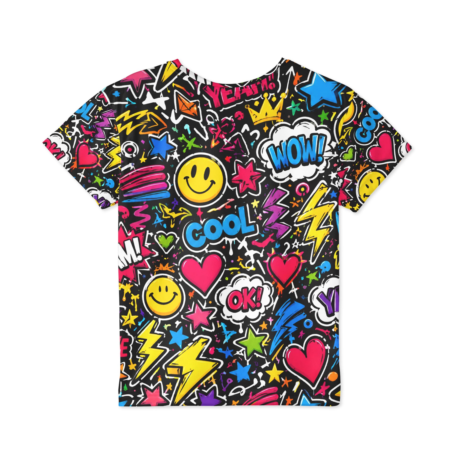 Kids Sports Jersey - Cool Graffiti Pop Art Kids Sports Jersey – Vibrant All-Over Print Smiley Faces Youth Activewear by printfluence.net